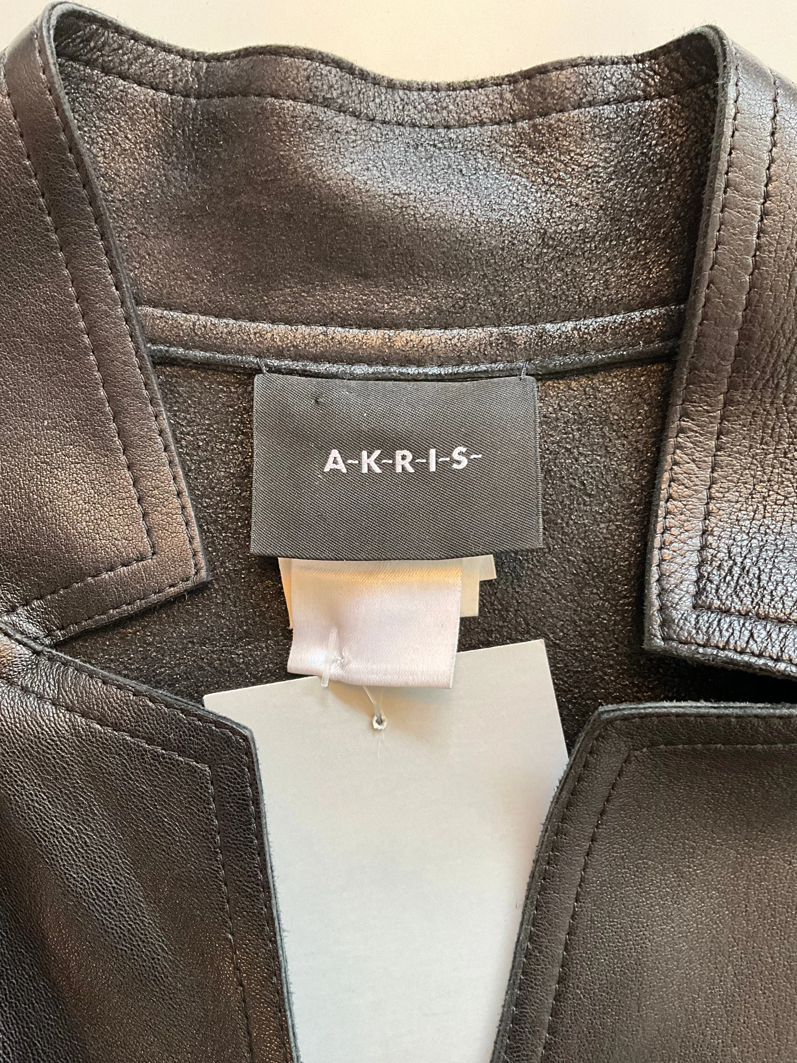 2000s Akris Punto Black Lamb Leather Jacket, Large