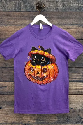 BC DTF PUMPKIN KITTY - HEATHER PURPLE