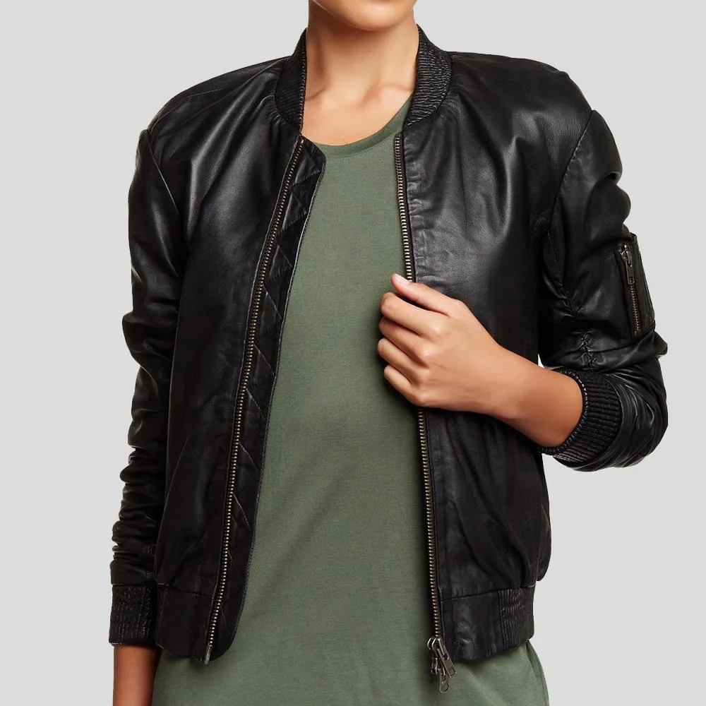 Belle Black Bomber Jackets