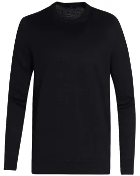 Black Linen Blend Crewneck Sweater