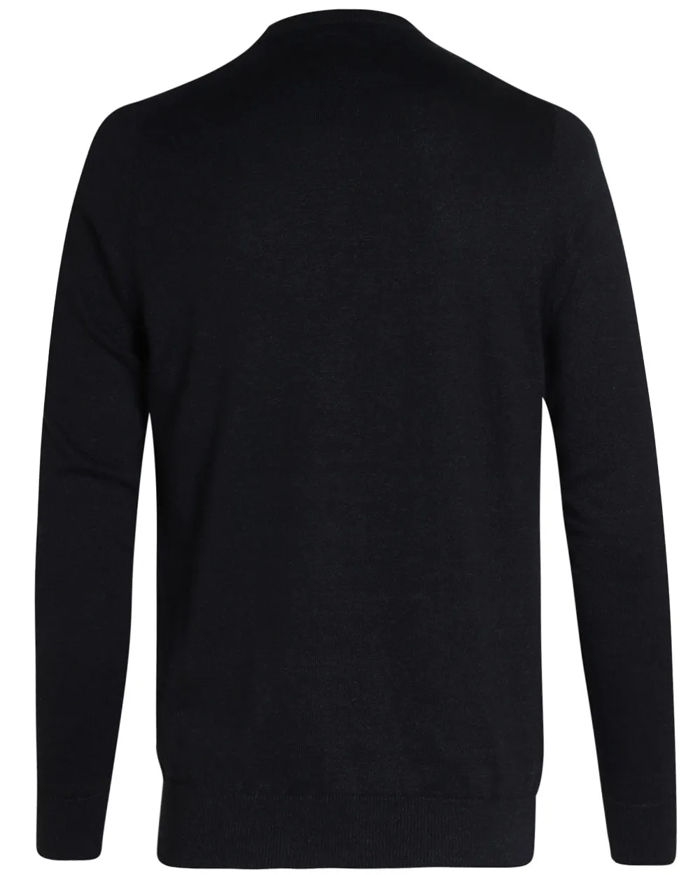 Black Linen Blend Crewneck Sweater