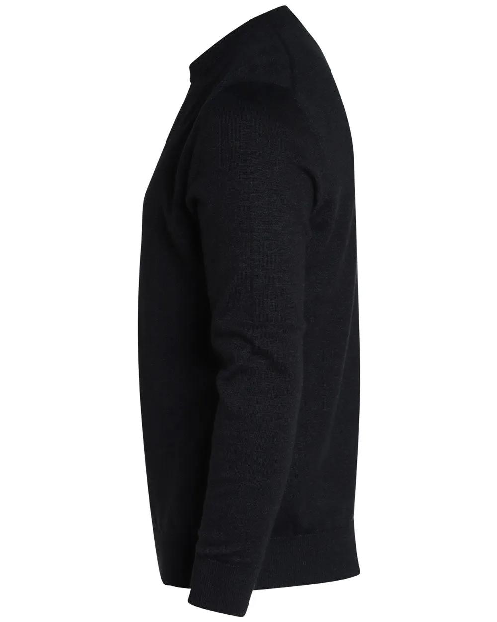 Black Linen Blend Crewneck Sweater