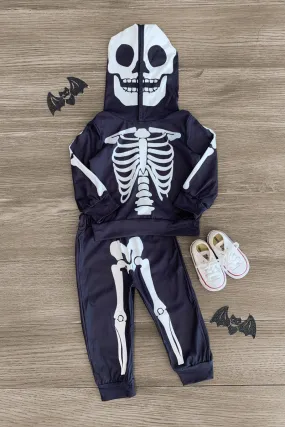 Black Skeleton Hoodie Lounge Set