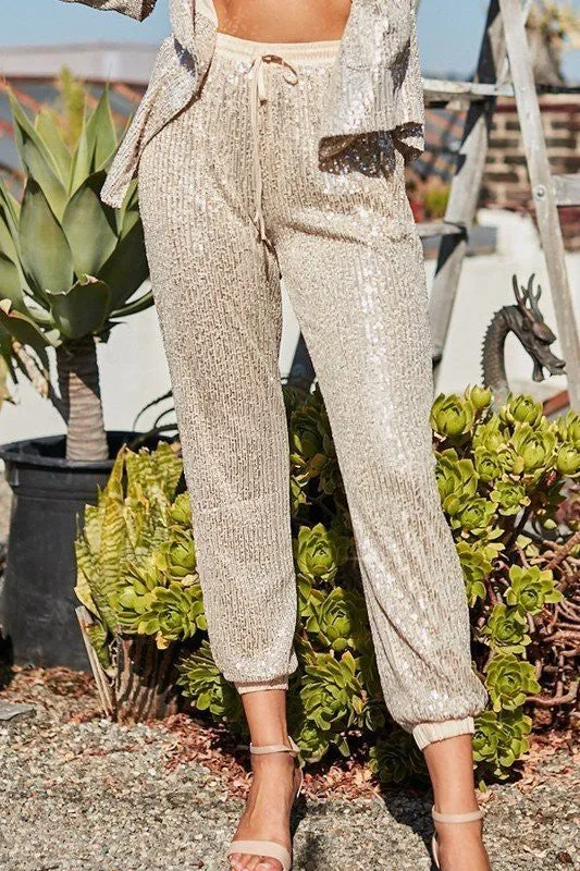 Bottoms Up Champagne Sequin Joggers