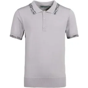 Boys Grey Space-Dye Trim Short Sleeve Polo