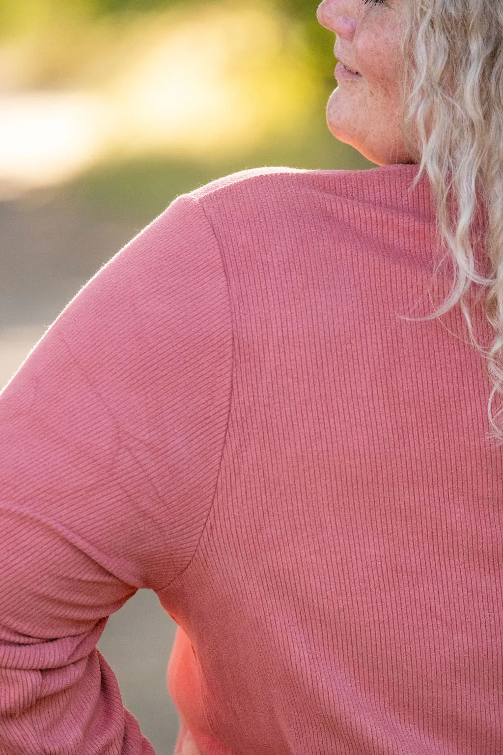 Brielle Henley Ribbed Long Sleeve - Terra Cotta