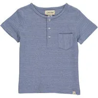 Dodger Blue Ribbed Henley Boys Tee - Select Size