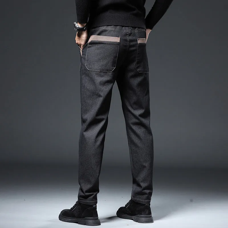 Embroidery Trend Slim Straight Pants Men