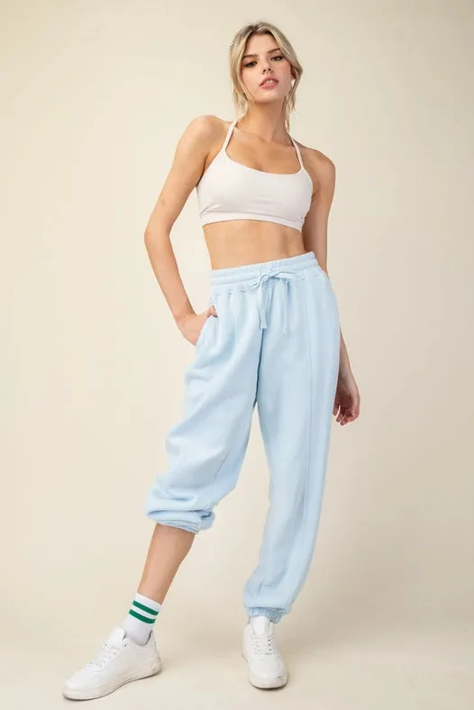 French Terry Fleece Jogger Sweatpant Snow Blue