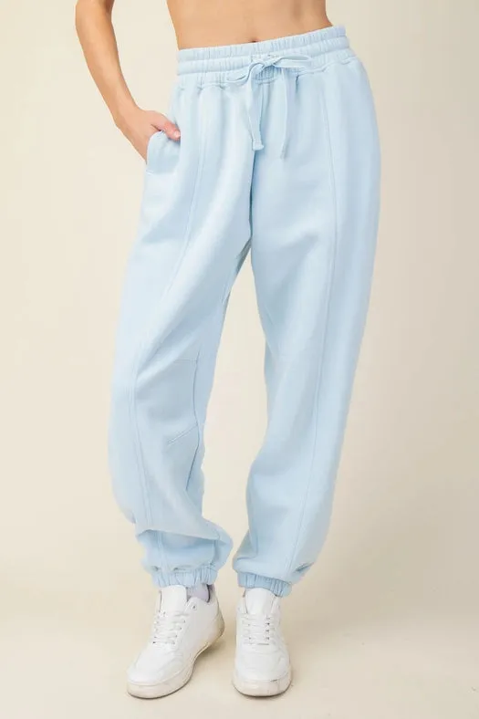 French Terry Fleece Jogger Sweatpant Snow Blue