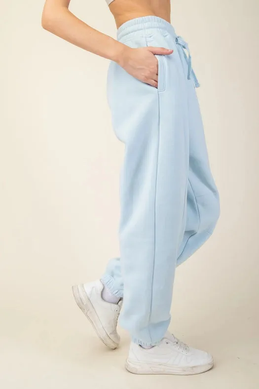 French Terry Fleece Jogger Sweatpant Snow Blue