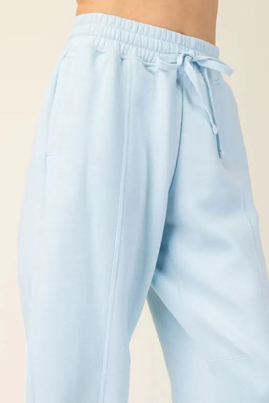 French Terry Fleece Jogger Sweatpant Snow Blue