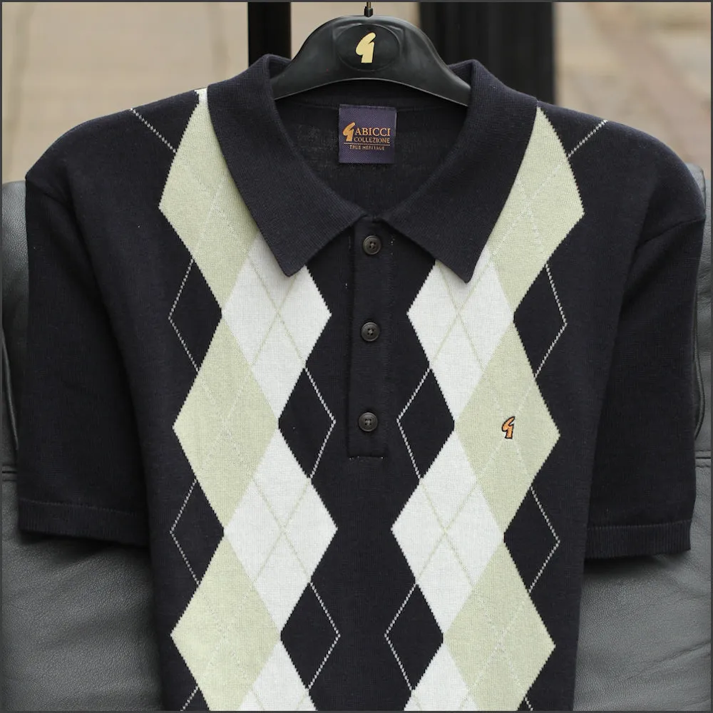 Gabicci M08 Navy Patterned Polo Top^