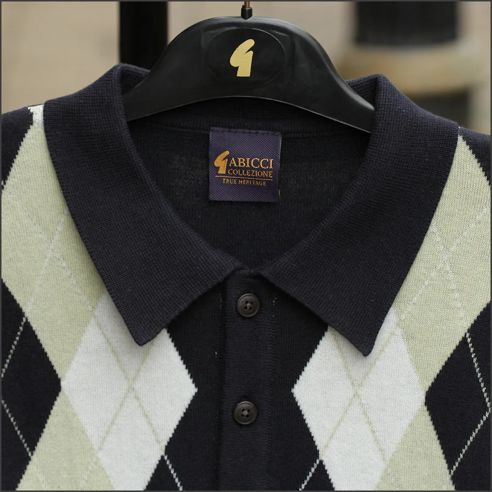 Gabicci M08 Navy Patterned Polo Top^