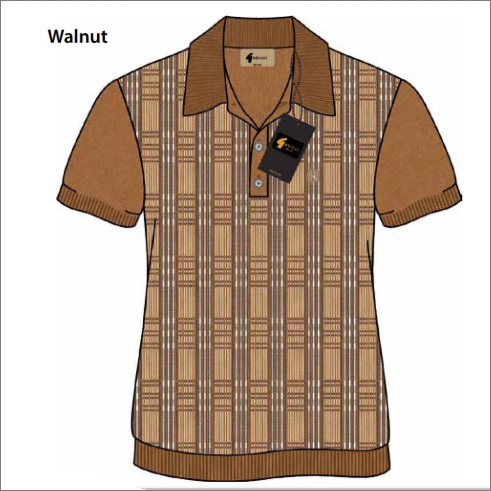 Gabicci Vintage Enrico Walnut Pattern Polo Top^