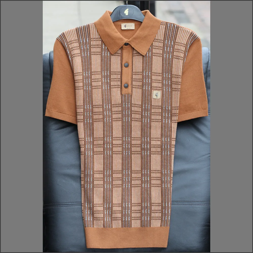 Gabicci Vintage Enrico Walnut Pattern Polo Top^