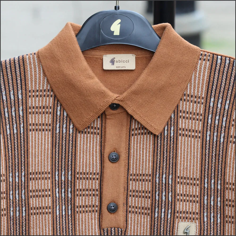 Gabicci Vintage Enrico Walnut Pattern Polo Top^