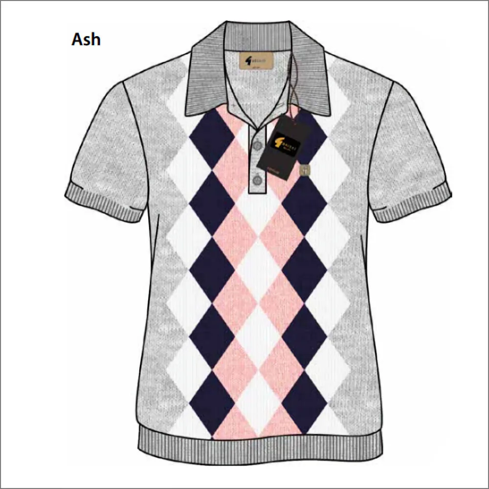 Gabicci Vintage Pablo Ash Pattern Polo Top^