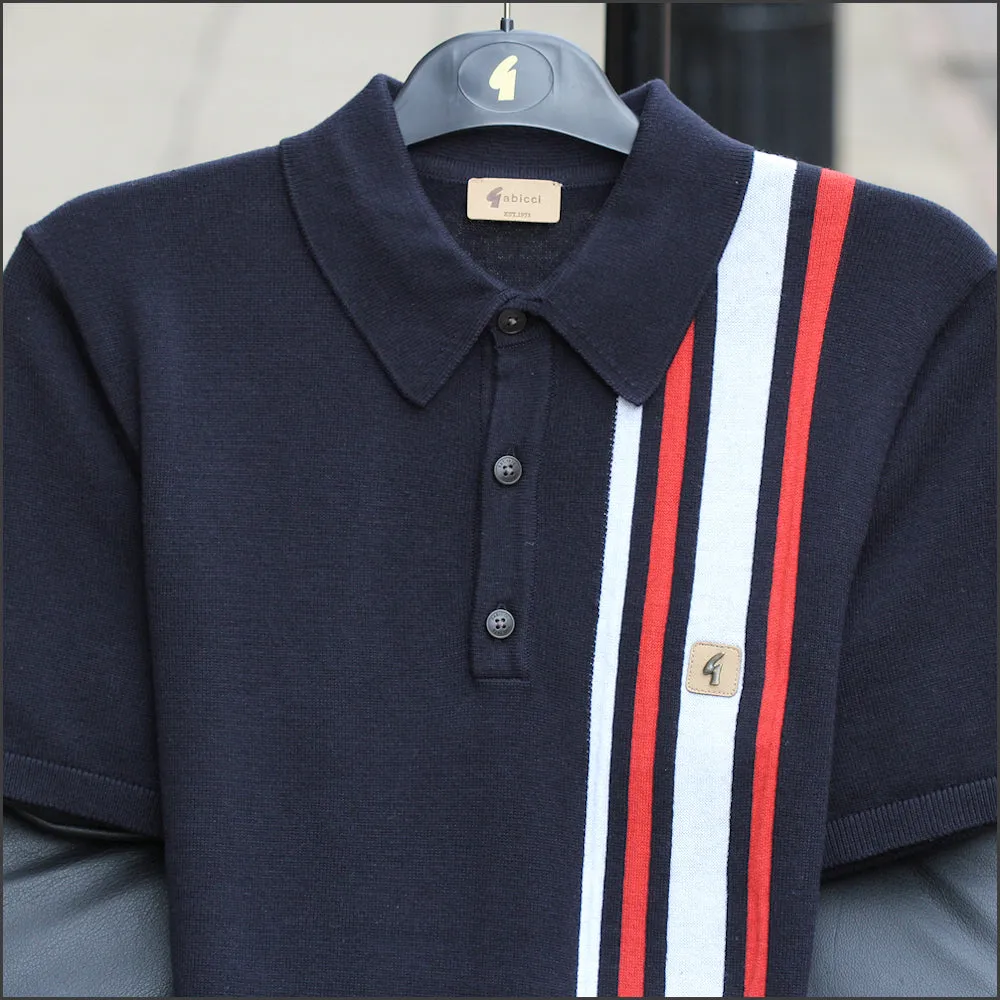 Gabicci Vintage Soda Navy Pattern Polo Top^