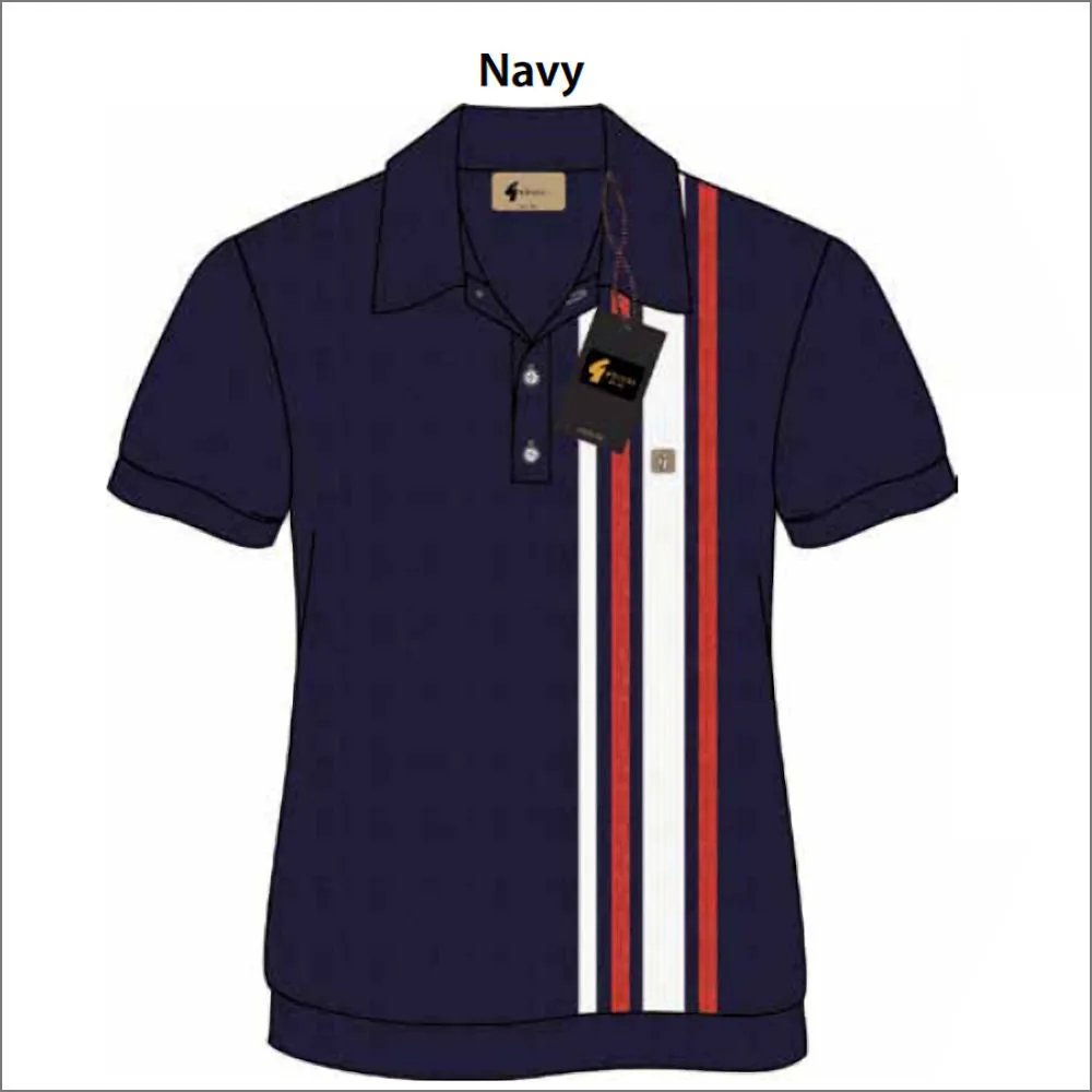 Gabicci Vintage Soda Navy Pattern Polo Top^