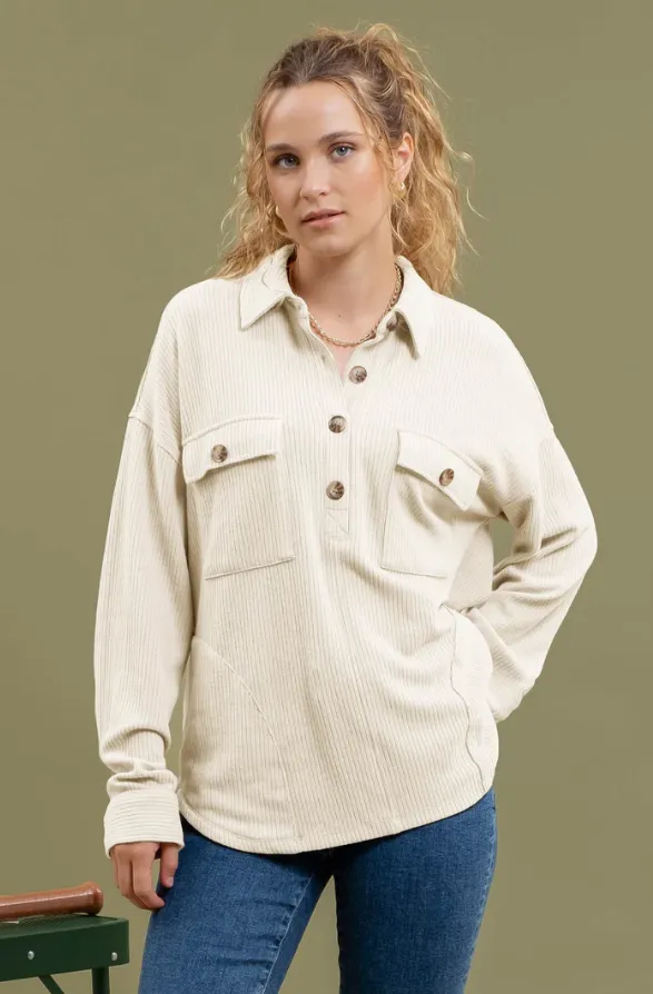 Half Button Side Pocket Tops - 2 Colors!