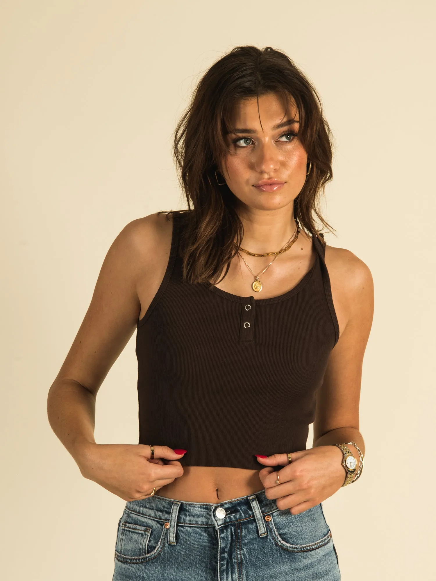 HARLOW SNAP HENLEY TANK TOP  - CLEARANCE