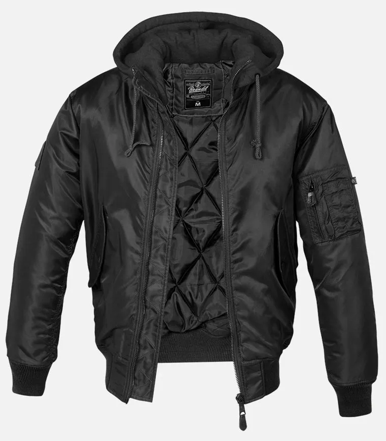 Hooded MA1 Bomber Jacket black