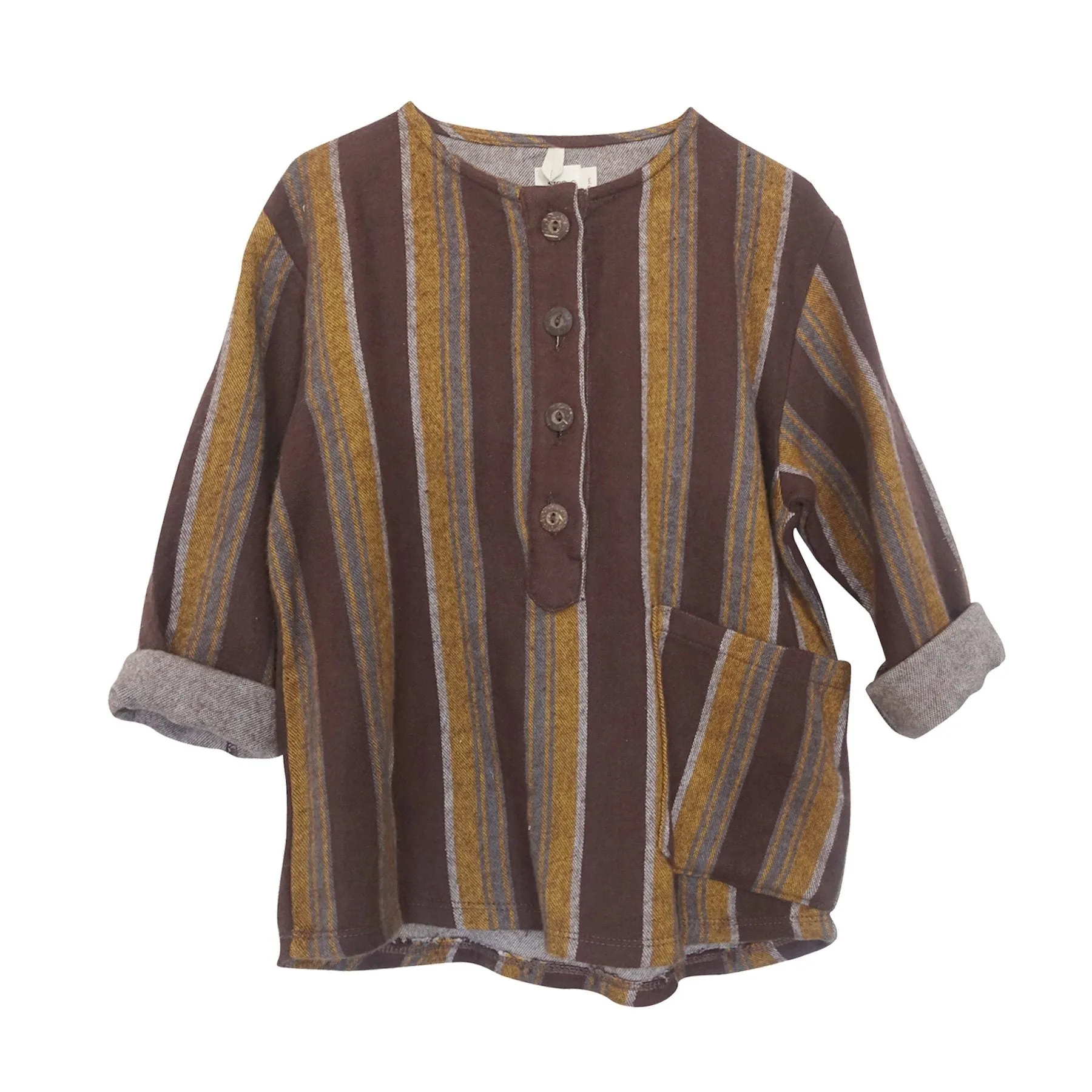 Jame Flannel Henley Brown Stripe