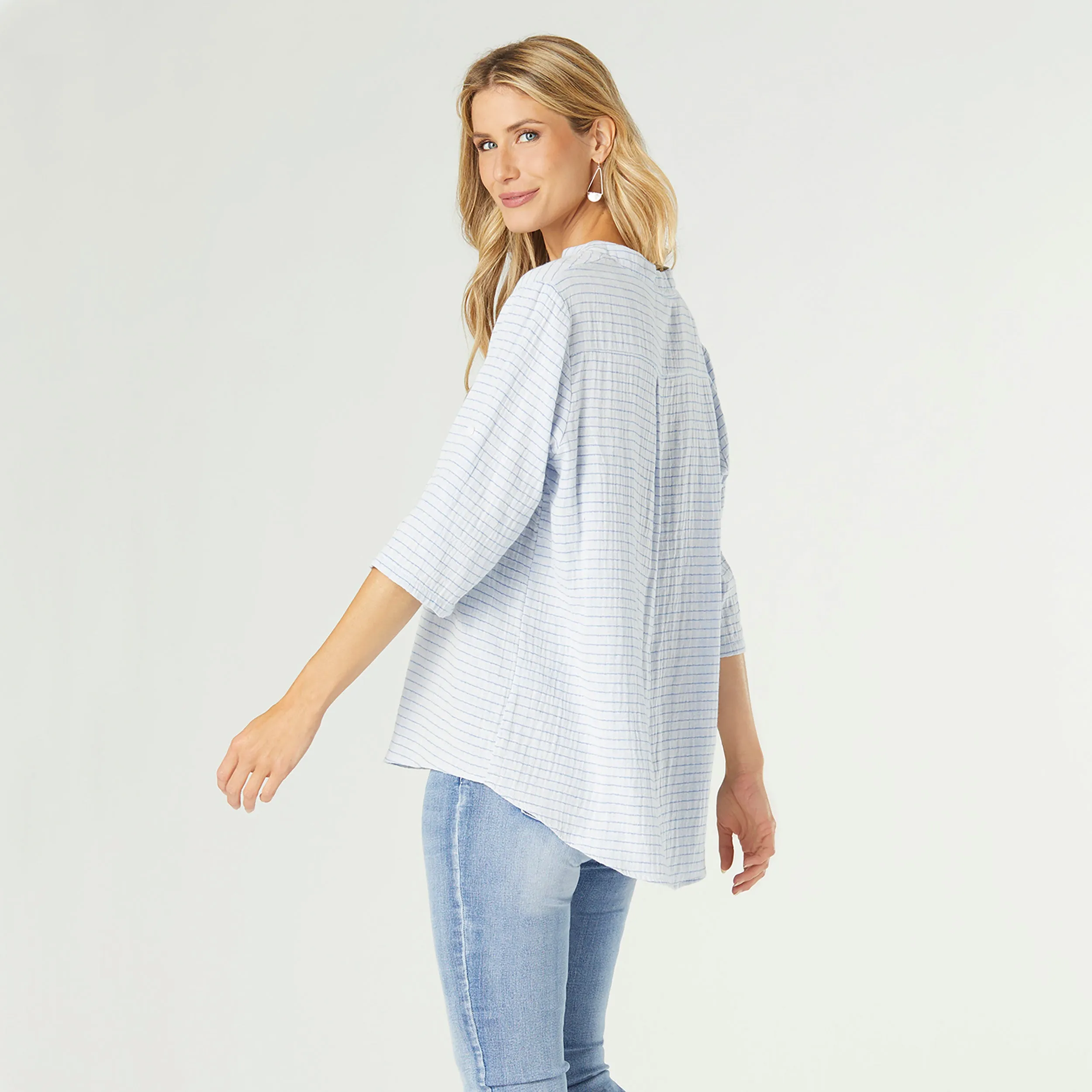 Jesse Casual Henley Top - Blue