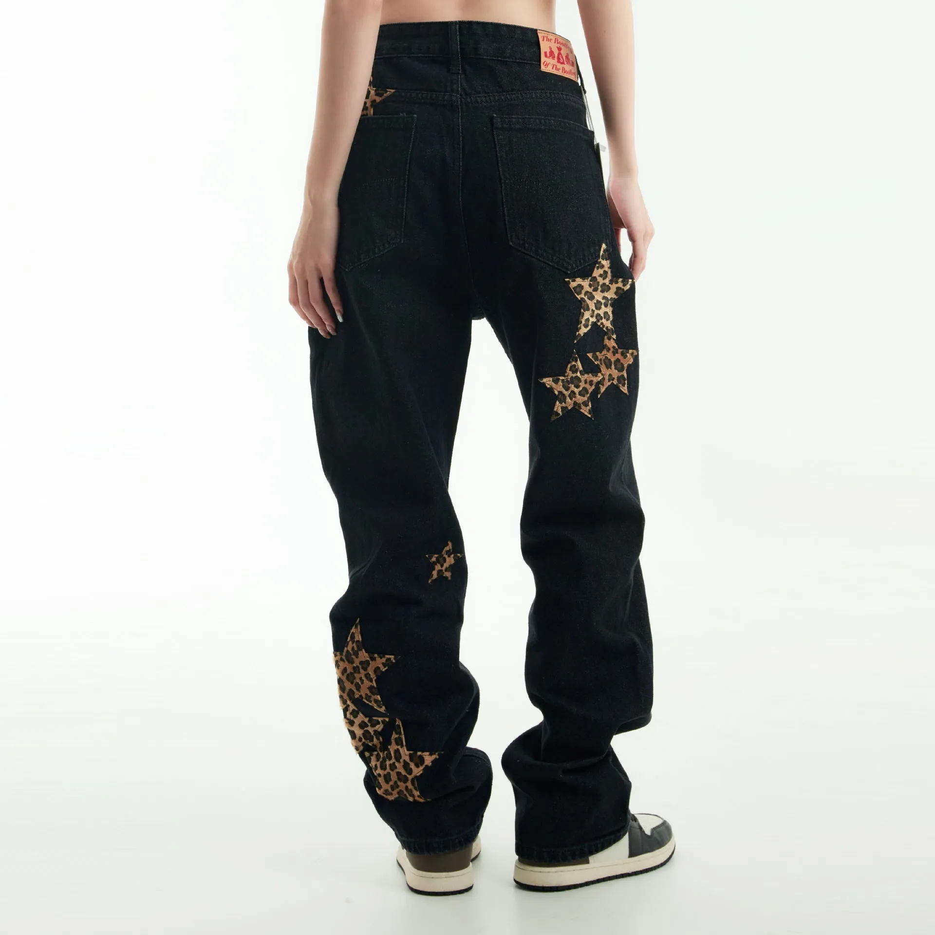 Leopard Print Five-pointed Star Jeans For Men And Women