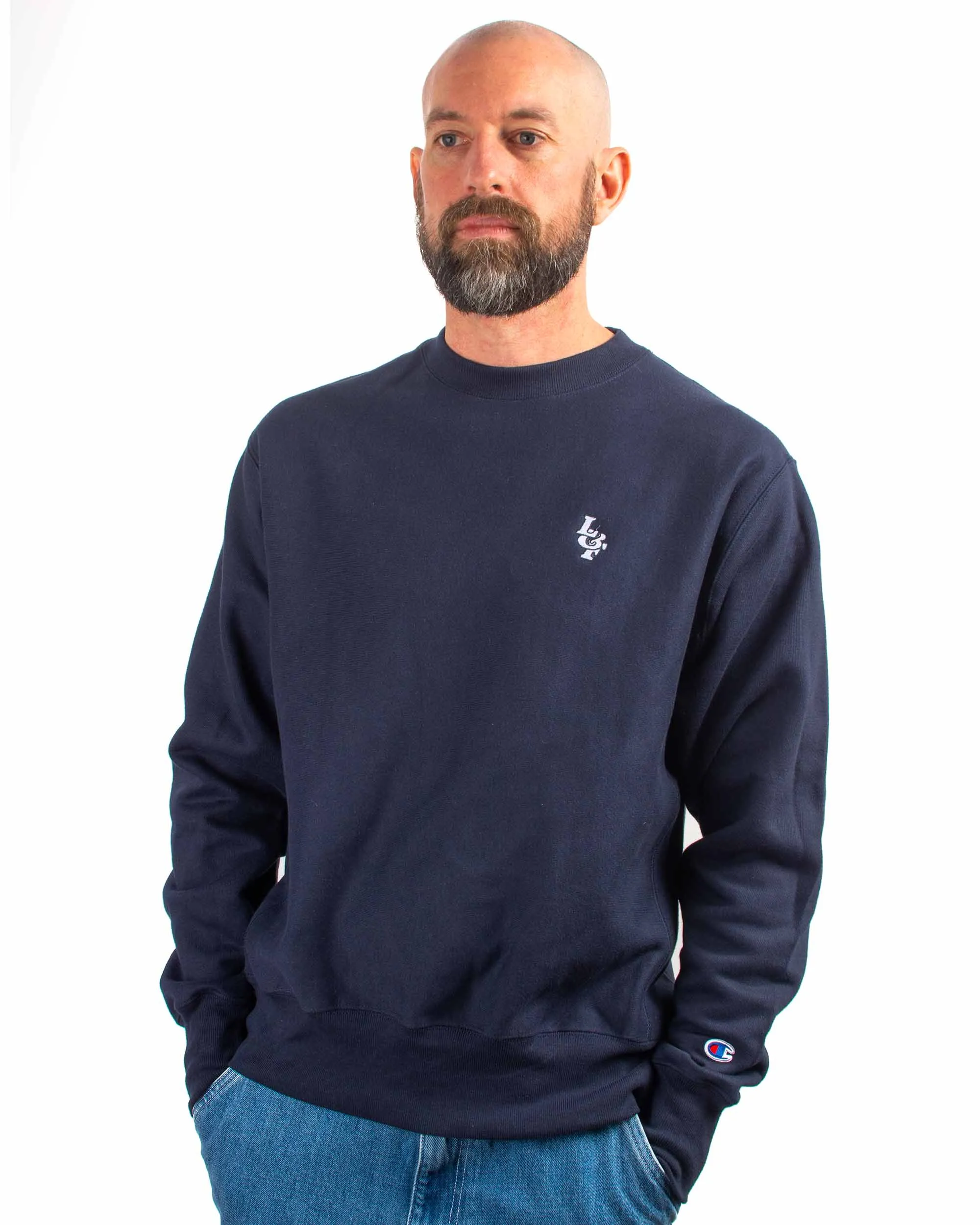 Lost & Found Reverse Weave Crewneck Navy