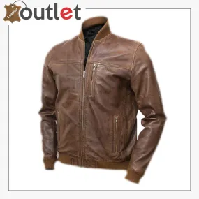 Men Tawny Brown Bomber Jacket