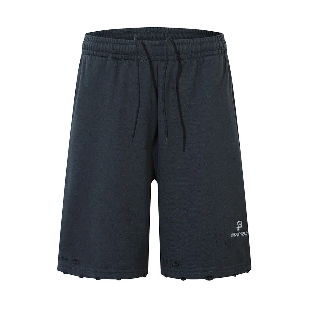 Men's Solid Color Casual Straight-leg Shorts