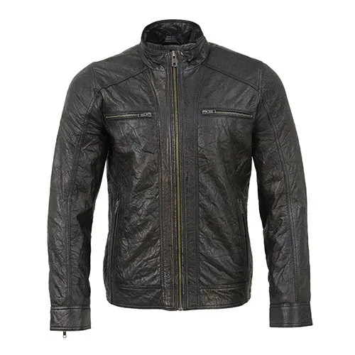 Milwaukee Leather SFM1861 Men's Two-Tone Leather Jacket with Front Zipper Closure