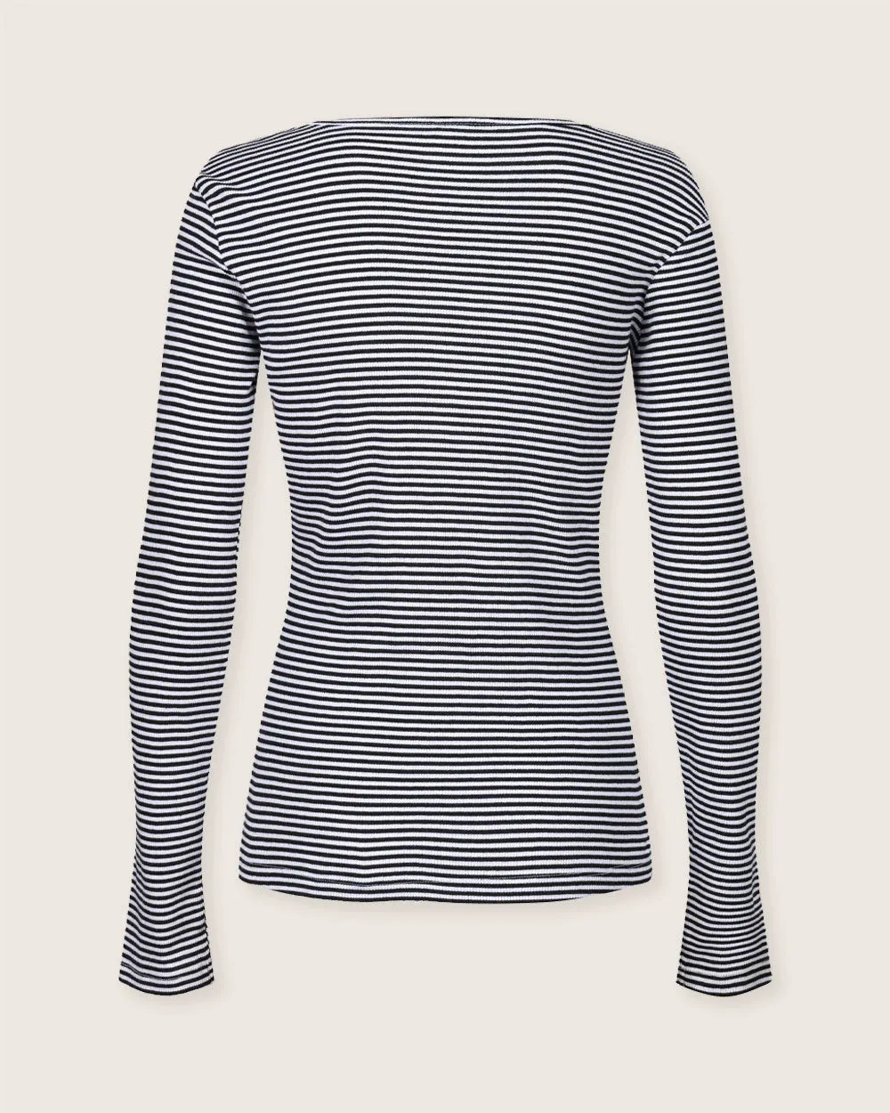 Nora Mono Stripe Rib Henley Top