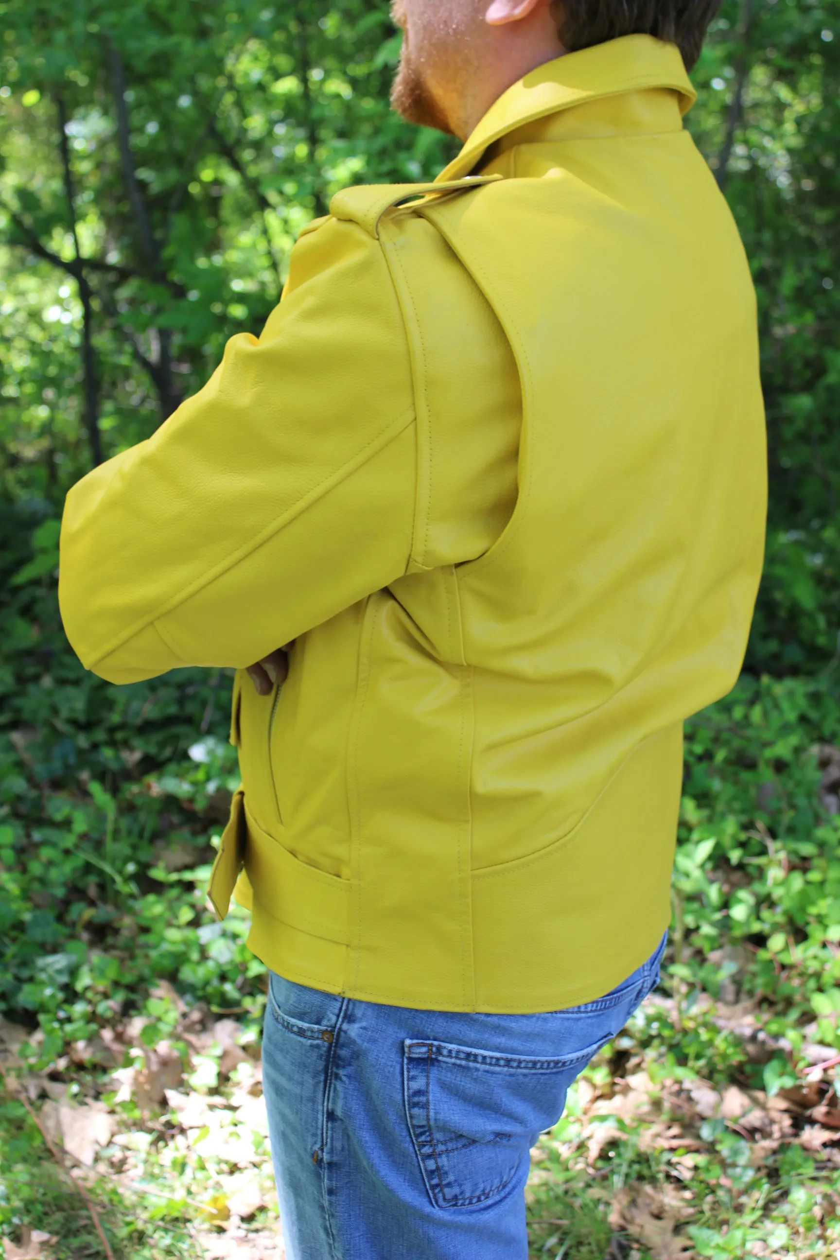 OnF Leather Biker Jackets in Yellow