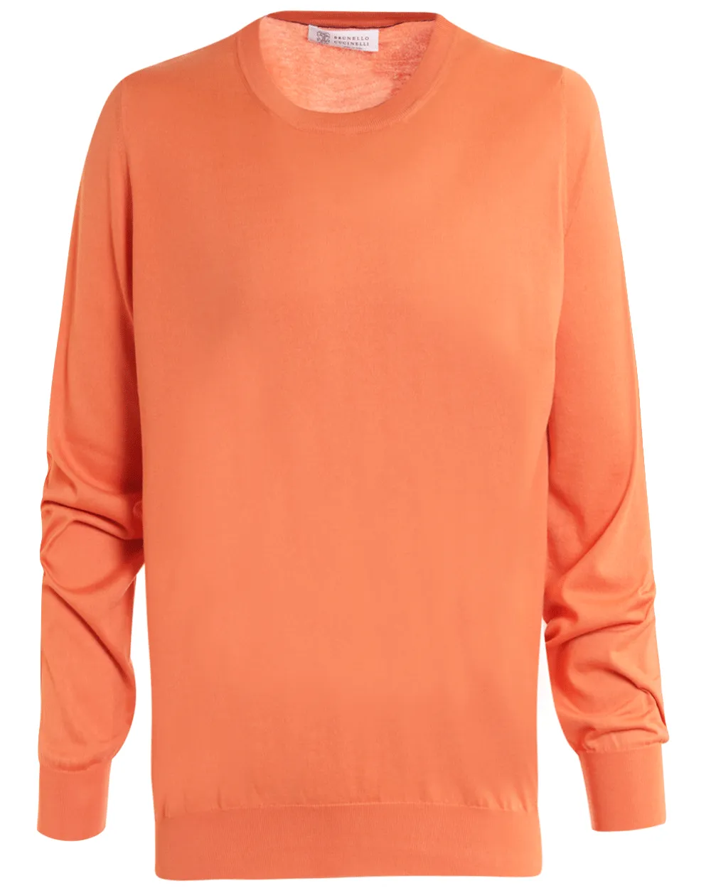 Orange Lightweight Cotton Crewneck Sweater