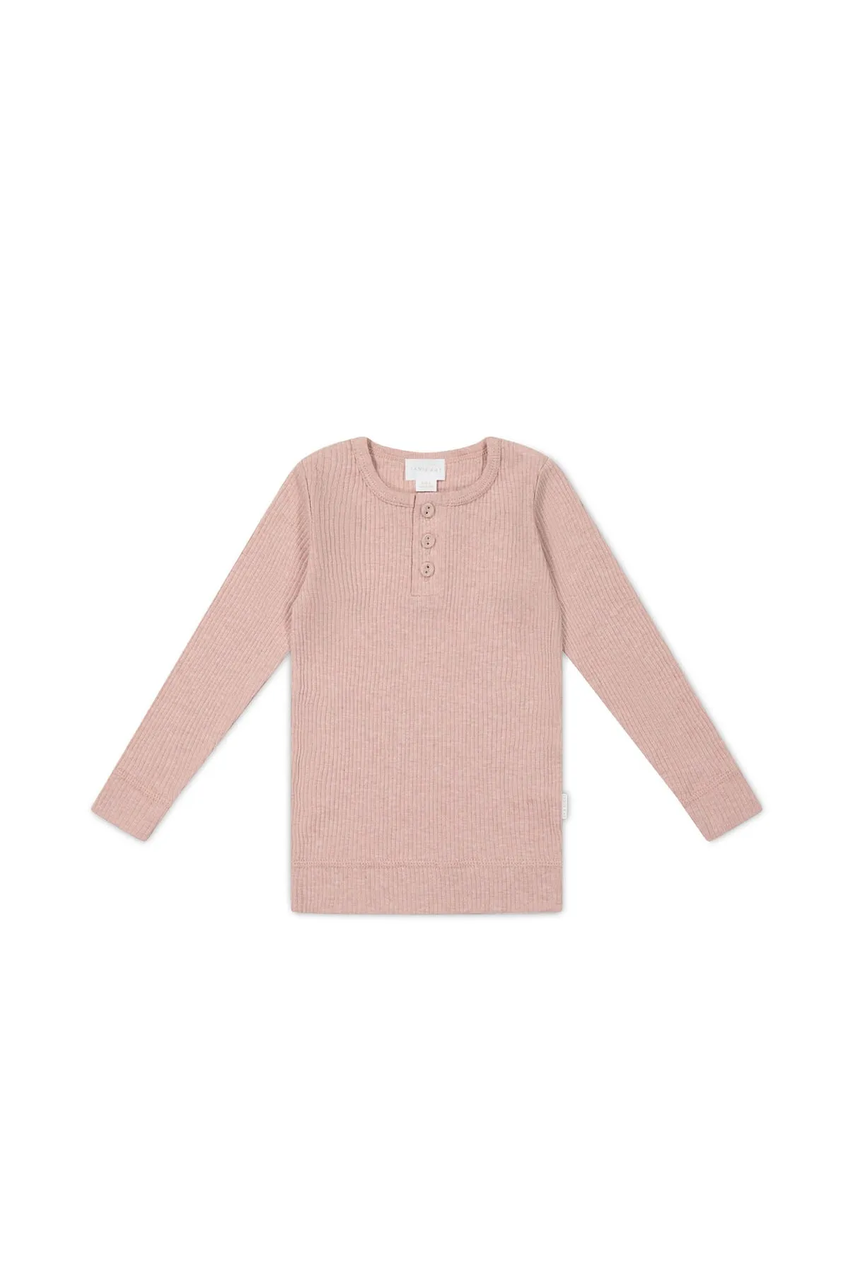 Organic Cotton Modal Long Sleeve Henley - Peony Marle