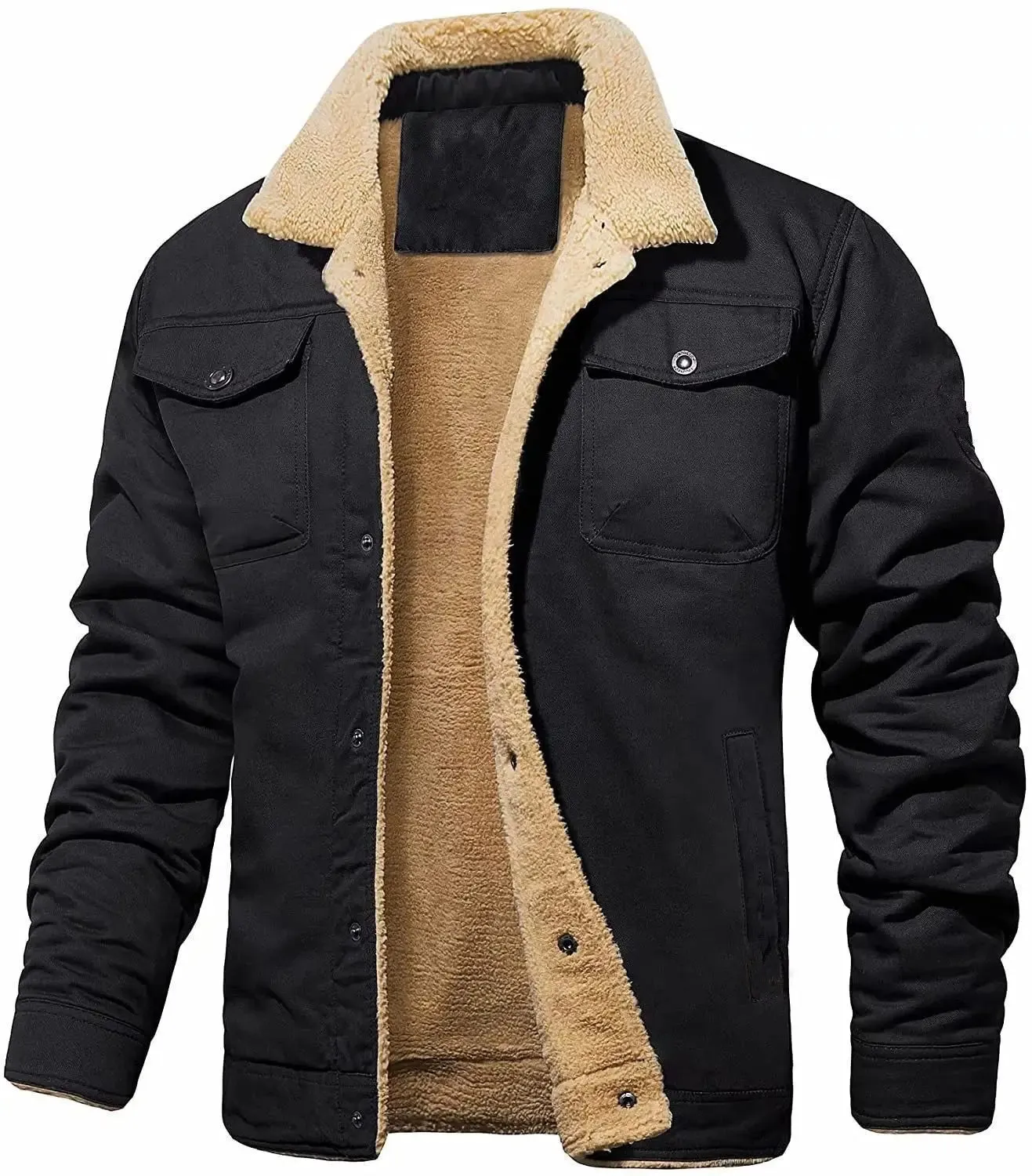 Outdoor Winter Camping Bomber Men Air Force Pilot Coat Warm Fur Collar Cloths Male Army Tactical Fleece Jackets