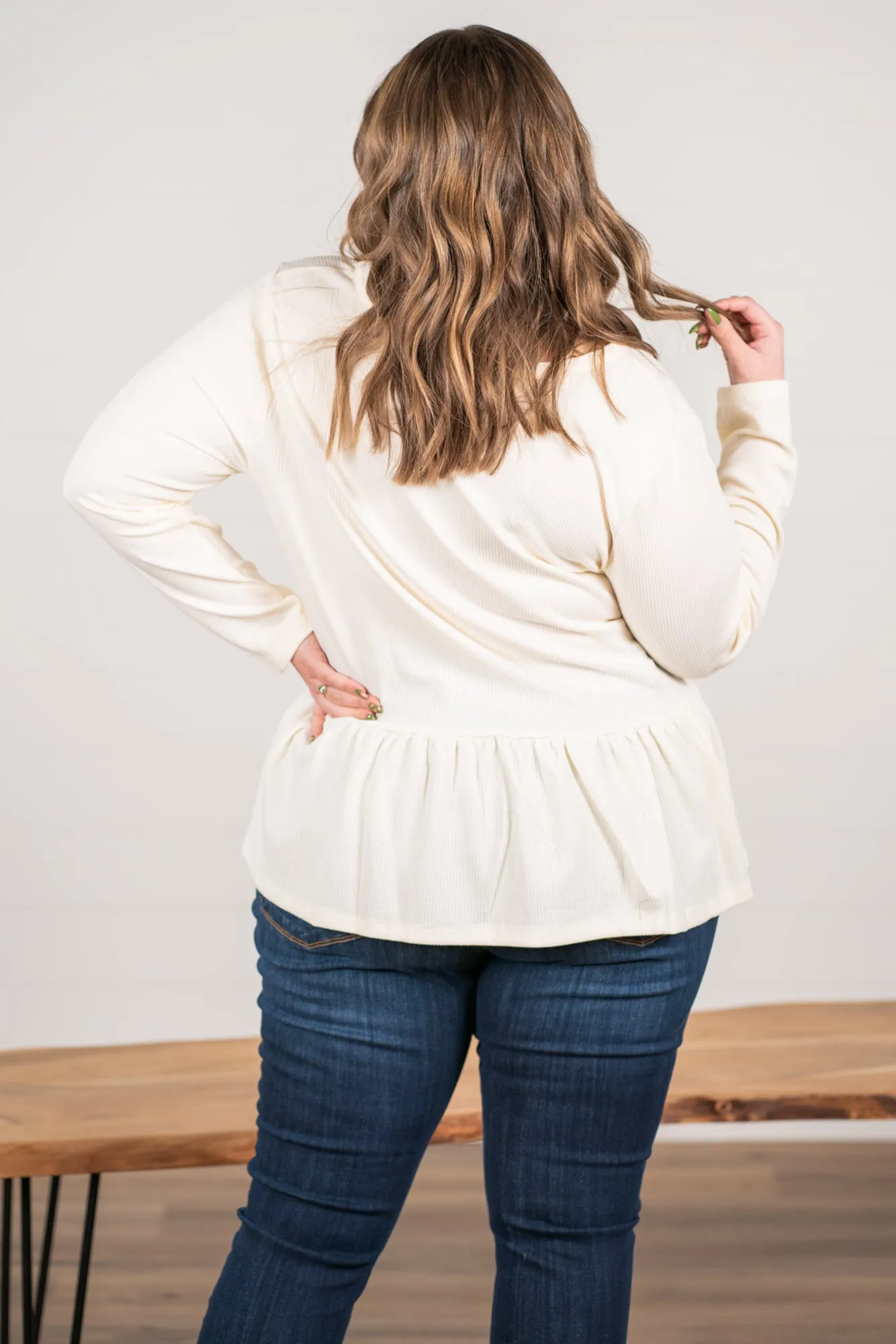 Plus Size Long Sleeve Peplum Babydoll | Top