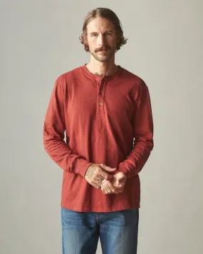 Premium Slub Henley Tee Long Sleeve - Burnt Pepper