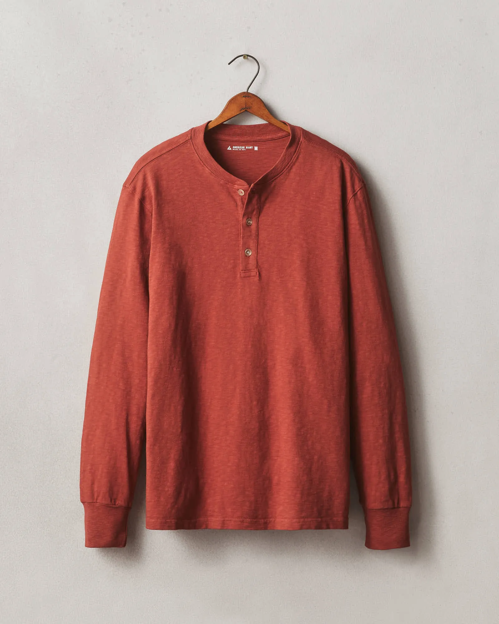 Premium Slub Henley Tee Long Sleeve - Burnt Pepper