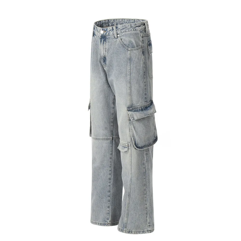 Punk Overalls Denim Trousers Men's Fashion Brand Stitching