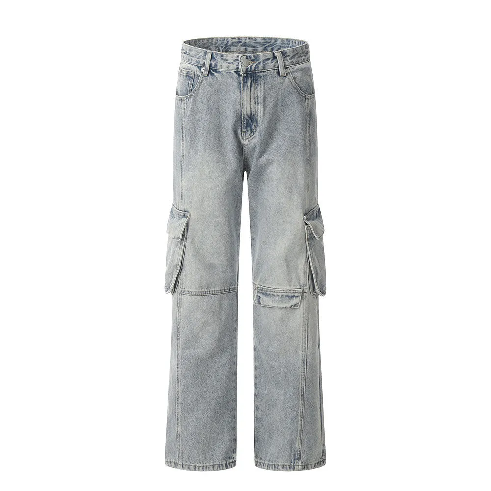 Punk Overalls Denim Trousers Men's Fashion Brand Stitching