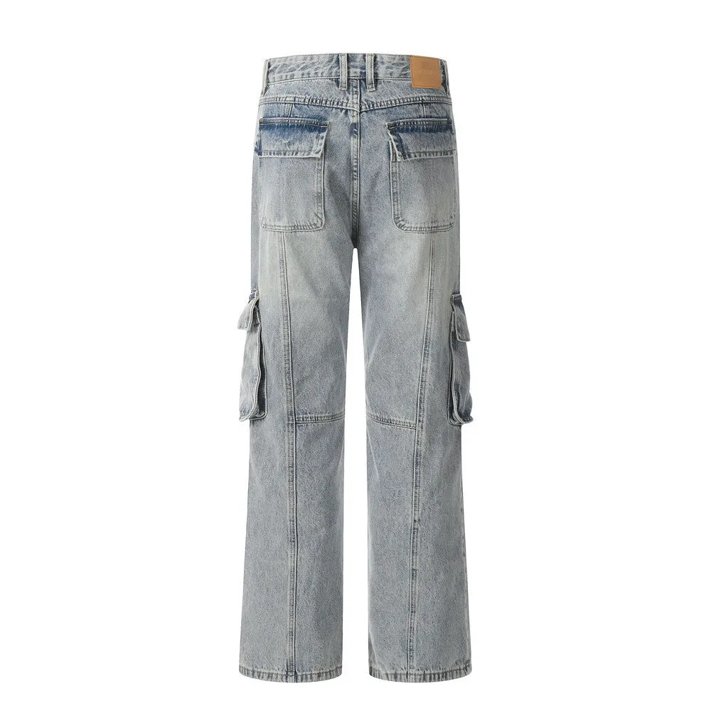 Punk Overalls Denim Trousers Men's Fashion Brand Stitching