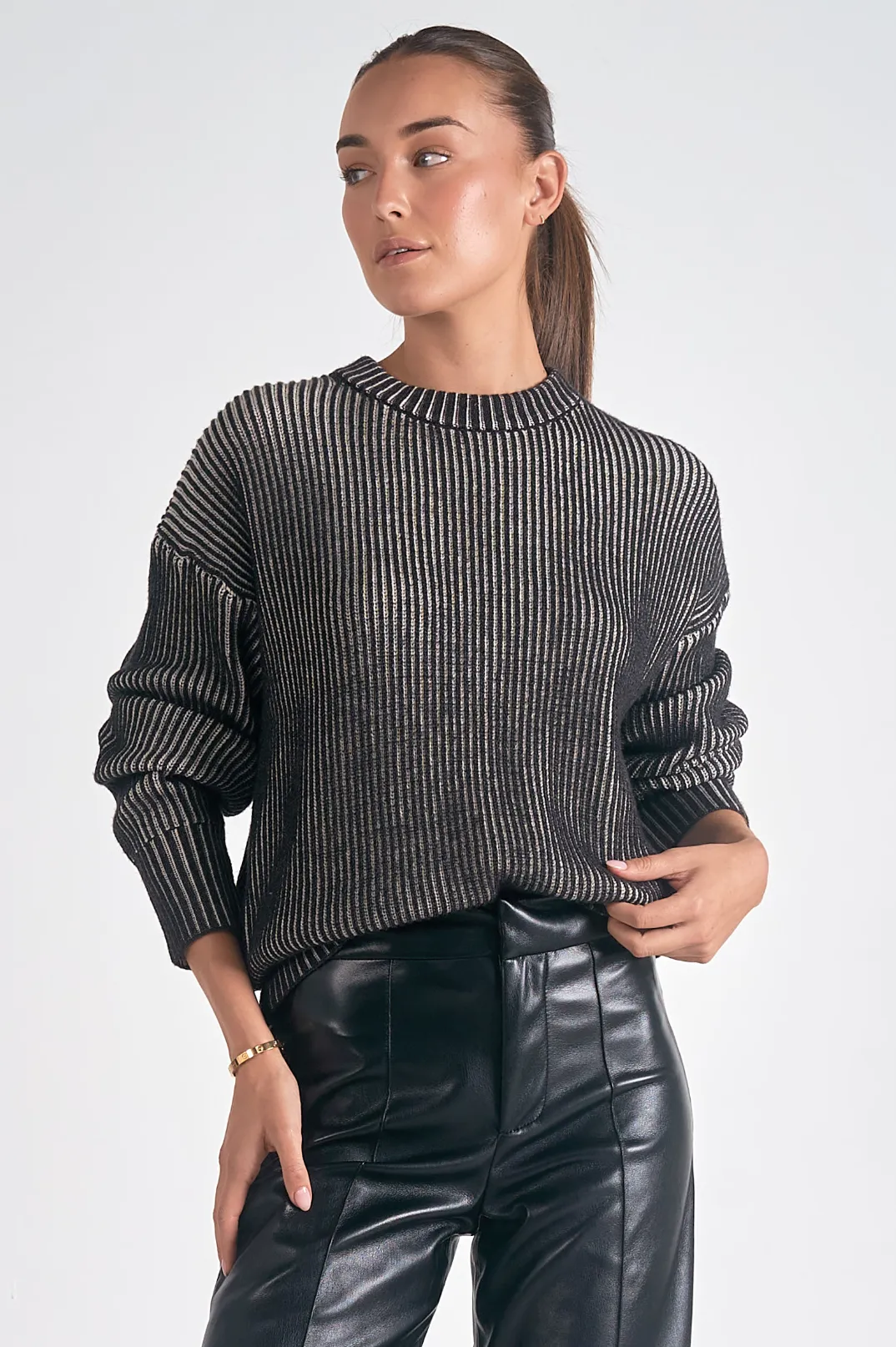 RIB OMBRE CREWNECK SWEATER