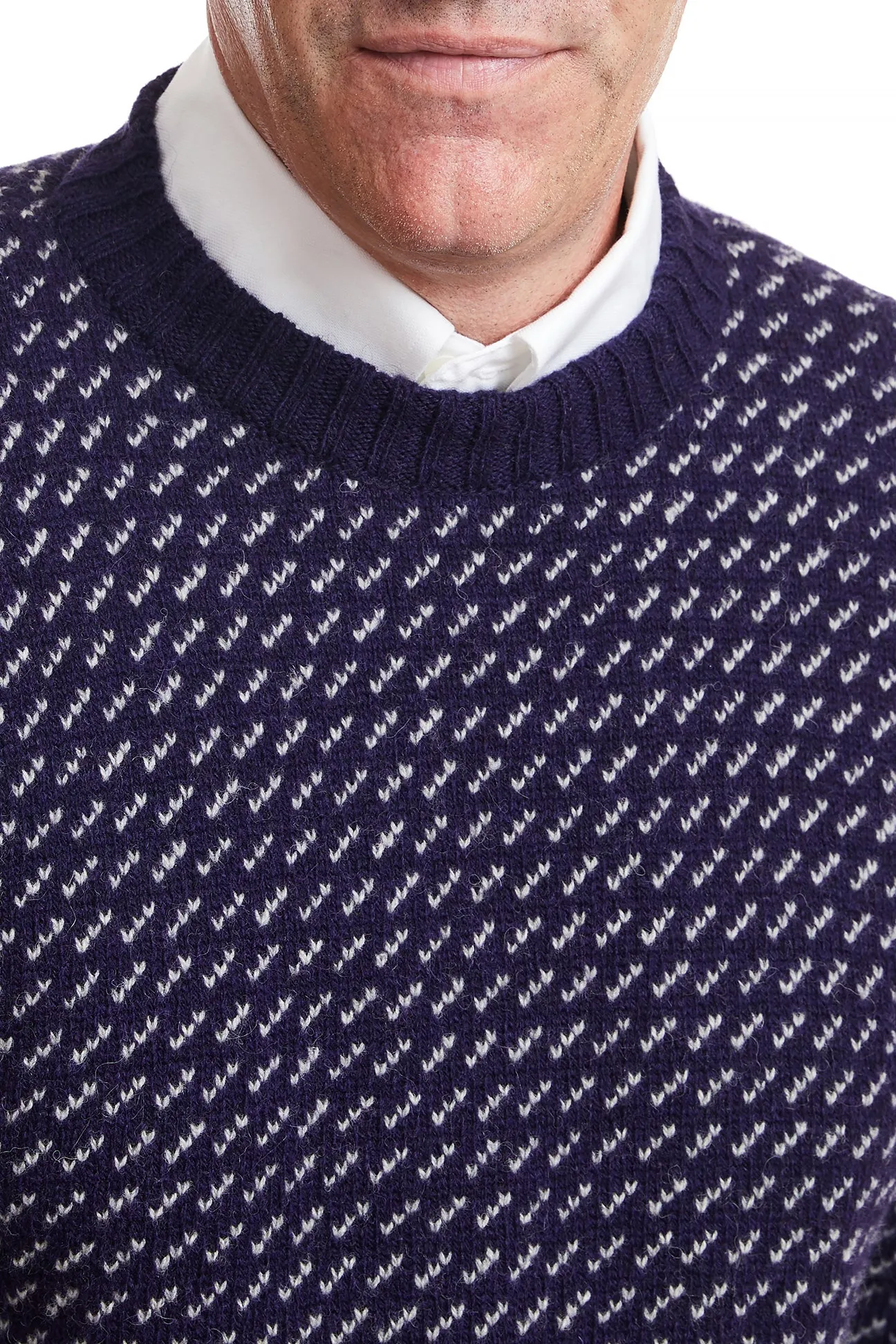 Shetland Crewneck Sweater Brushed Birdseye Navy