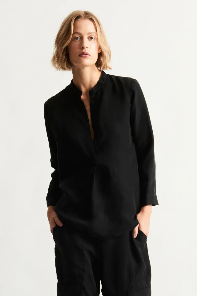 Silk Black Perfect Henley Blouse