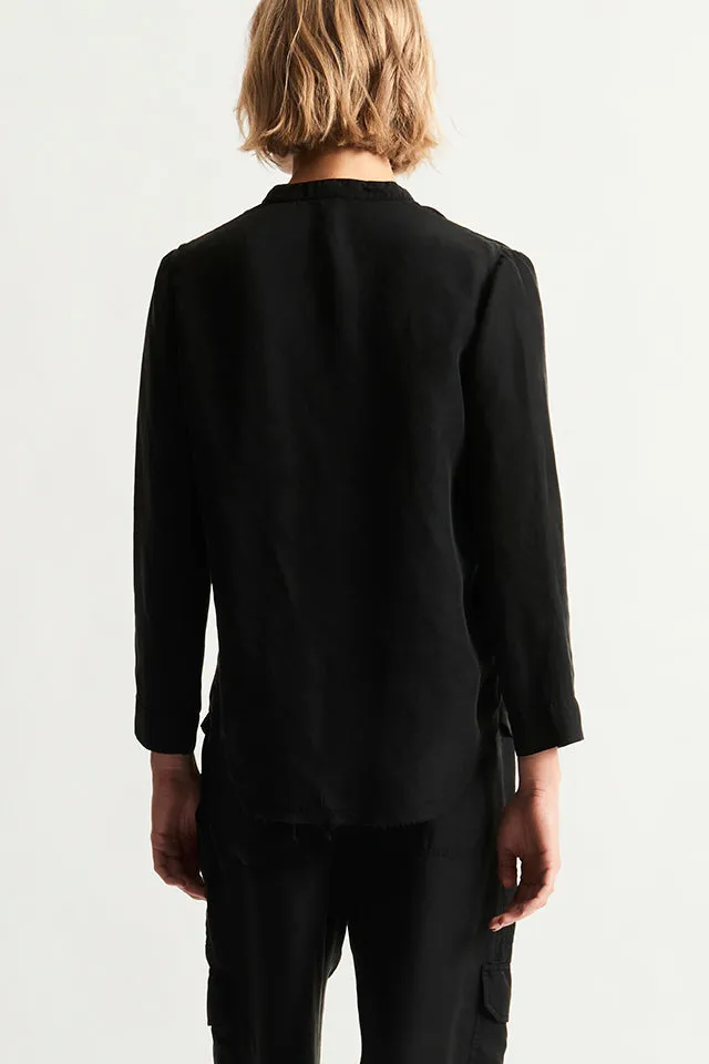 Silk Black Perfect Henley Blouse