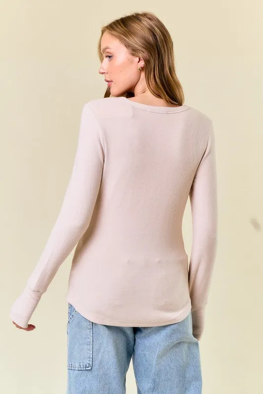 Soft Thumbhole Henley Tops - 4 Colors!